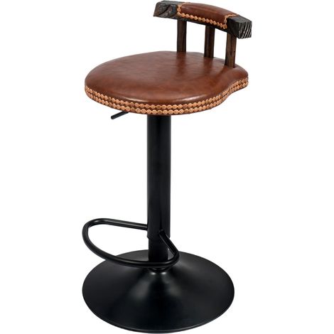 Vintage Bar Stools Adjustable Height Swivel Bar Chairs with High Legs Elegant Breakfast Stools for Kitchen Island Counter and Home Bars (Dark Brown, 1 PCS) (1/4)