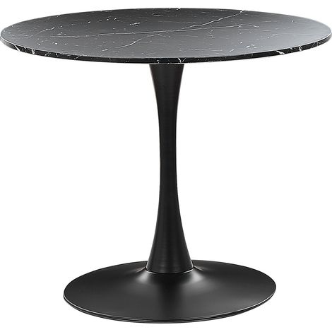 Mesa de comedor mármol negro tablero MDF negro base metal 90 cm industrial cocina Boca (1/5)