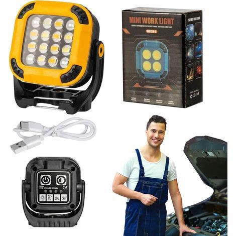 Wiederaufladbare magnetische Arbeitslampe – LED-Leuchte – Tragbare Beleuchtung für Sicherheit, Autoreparatur, Camping und Wandern (1/5)