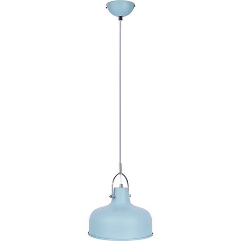 Hängelampe Pendelleuchte Wohnzimmer Deckenlampe Metall blau verchromt H 150 cm