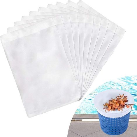 Chaussette Skimmer Piscine 50 Pièce (Convient aux Filtres de 7 à 19 cm), Chaussette Skimmer Lavable & Réutilisable pour Panier Skimmer, Prefiltre Skimmer Piscine Nylon Élastique (1/4)