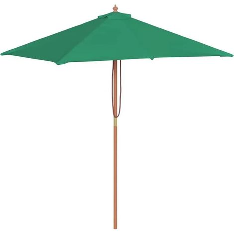 Parasol d'extérieur, mât en bois, 150 x 200 cm, vert (1/2)