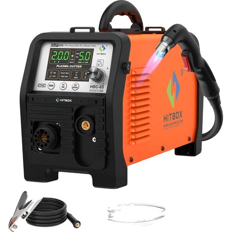 Cortadora de plasma, pantalla LCD digital, tiempo de aire ajustable, corta de 1 a 25 mm en acero inoxidable, acero al carbono y aluminio, HBC65, enchufe europeo. (1/5)