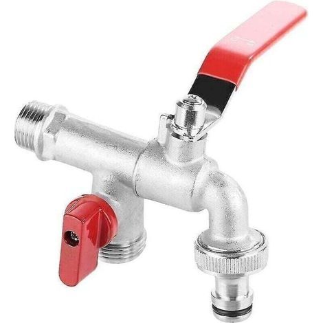 Washing machine tap, outdoor tap, 90-degree water tap, double valve, 1/2" brass tap for washing machine, for outdoor garden use