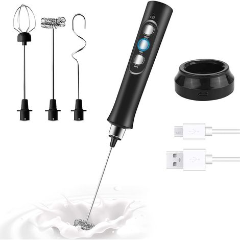 espumador de leche, recargable por USB, 3 velocidades, batería de 1200 mAh, para café, latte, capuchino, para el hogar y los viajes. (1/5)