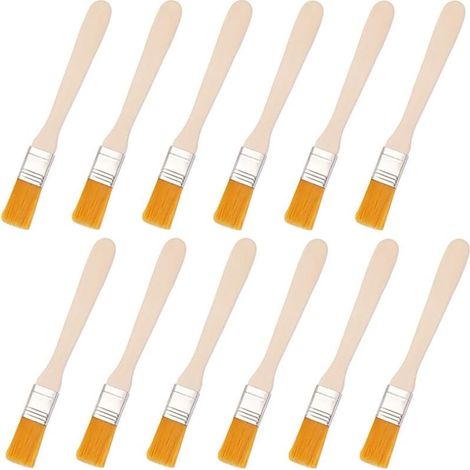 12 Pcs Wall Paint Brushes, Small Flat Brush with Wooden Handle for Wall Painting, Paint, Glue and DIY (2.5 1.5 13cm) (1/5)