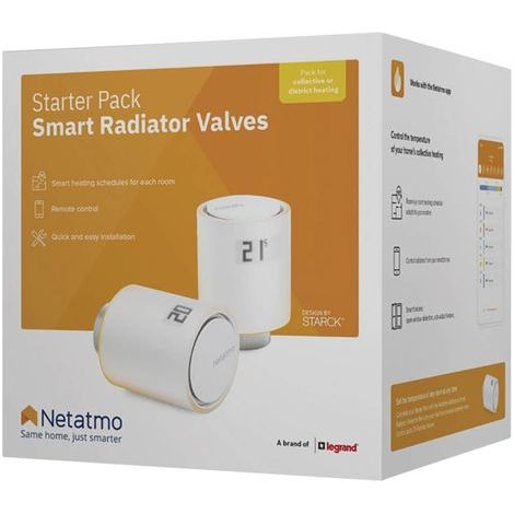 Tête thermostatique NETATMO – Compatible avec 90 % des radiateurs à eau chaude – Commande via application – Économie d'énergie jusqu'à 37 %