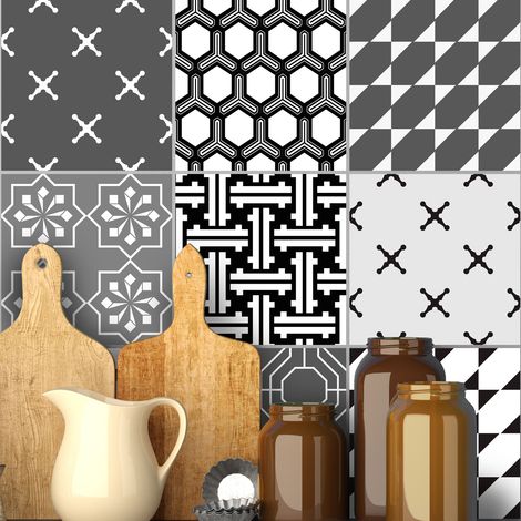 Sticker Mural Carrelage adhésif Cuisine Salle de Bain - 9 STICKERS CARRELAGES AZULEJOS PESARO - 9stickers10x10cm (1/5)
