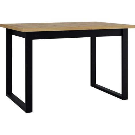 Mesa Victorville 378, Roble Artisan + Negro, 79x80x120cm, Aglomerado laminado, Metal