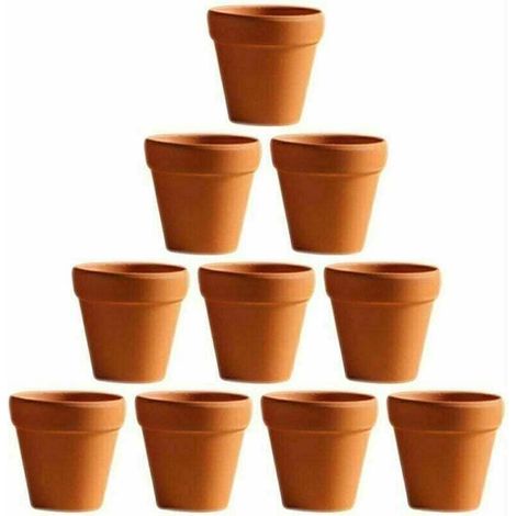 10 Pièces Petit Mini Pot en Terre Cuite Argile Céramique Poterie Planteur Cactus Pots de Fleurs Succulentes Pots de Pépinière (2.8 × 2.8 × 4.5 cm)-Fei Yu