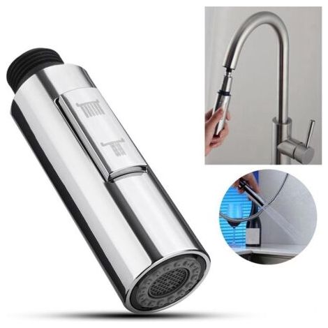 QORVA-2 ModesDouchette Extractible Robinet , Douchette Evier Cuisine, Robinet Pulvérisateur de Cuisine, Embout Robinet Pomme de Douche de Rechange, Mousseur Robinet d'Eau pour Cuisine et Salle de Bain