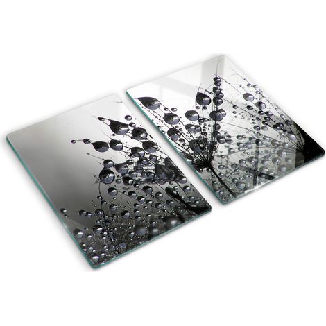 Planche de cuisine, couvre plaque, verre planche découper, verre trempé – 2 x 40 x 52 cm - Pissenlits