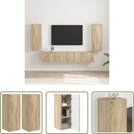 vidaXL Meuble tv bois - Meuble TV mural 2 pcs Sonoma 30 x 31 x 80 cm Bois d'ingénierie (1/5)