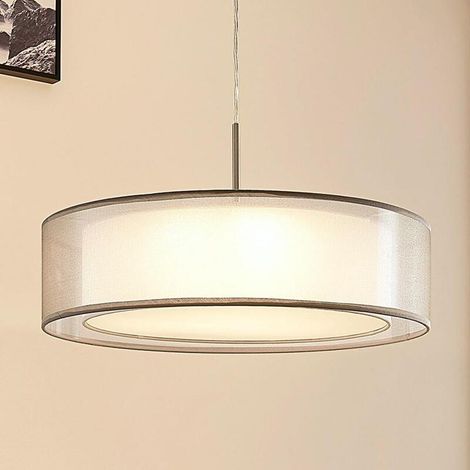[NEUWERTIG] B-Ware Lindby Stoffpendelleuchte Pendelleuchte Lampe Leuchte Amon mit dimmbaren LEDs gr (1/2)