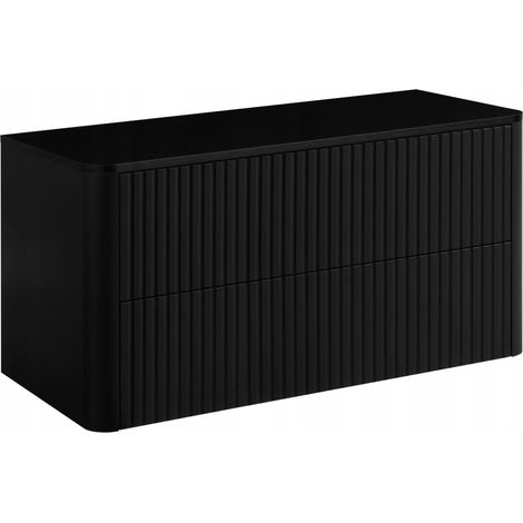 Meuble sous-vasque suspendu LINEA noir 100 cm avec plan de travail (1/5)