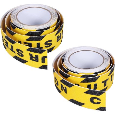 Ruban Antidérapant de Sécurité 2 Pièces Noir et Jaune en Pvc 2 Pouces X 5 Mètres pour Escaliers Intérieur et Extérieur, Adhésif Antidérapant pour Protection et Sécurité (1/5)