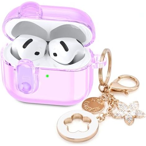 Étui Transparent En TPU Souple Anti-Jaunissement - Compatible Modèle Audio Sans Fil 4 - Avec Verrouillage Intégré Et Porte-Clés Trèfle - 1 Pièce (1/5)