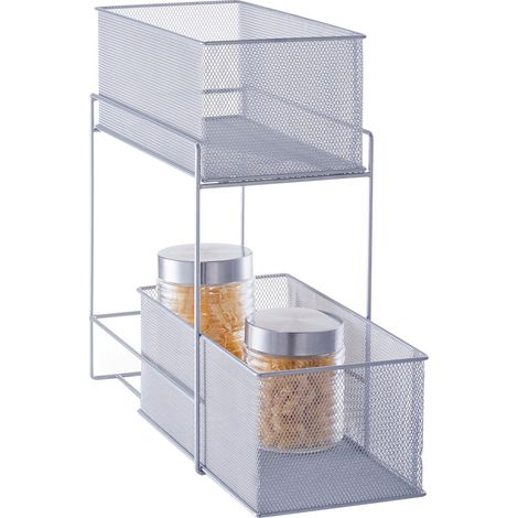 Zeller Cestino di Stoccaggio Robusto in Metallo Argento