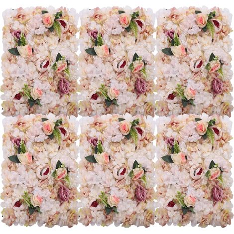 6er-Set künstliche 3D-Rosen-Wandpaneele, 60 x 40 cm, Seidenblumen, Wanddekoration für Hochzeiten, Partys, Weihnachten und als Wohnaccessoire