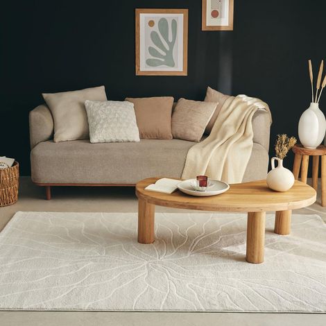 Tapis salon et chambre 160x230 beige rectangle tissé motif abstrait ECHO 5
