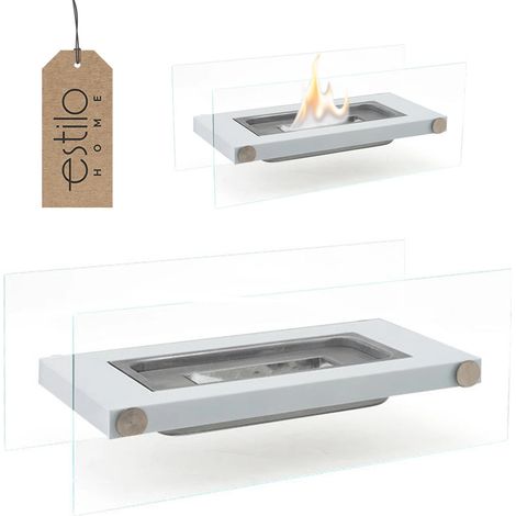Freistehender rechteckiger Tischkamin Bio-Kamin Weiß 35 cm - madryt weiß