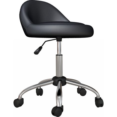 Tabouret à roulettes pivotant 360° MARCY noir (1/5)