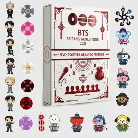 Calendrier de l'Avent 2026 des groupes K-pop, boîte surprise en acrylique avec 24 compartiments, BTS (1/5)