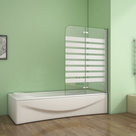 120x140cm Badewannenaufsatz mit NANO Badewannenfaltwand 6mm ESG Glas Duschwand R (1/5)