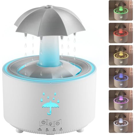 Elegante umidificatore e diffusore di oli essenziali 2 in 1 con goccia rotante a 360° e 7 luci LED per creare l'atmosfera desiderata, regalo di Natale ideale per la casa. (1/5)