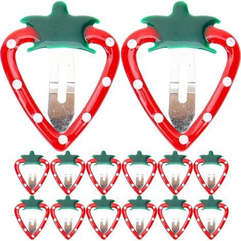 Adorable Strawberry-Shaped Hair Clips, Set of 15, Metal, Cute Hair Accessories, Secure Hold for Babies and Girls (1/5)