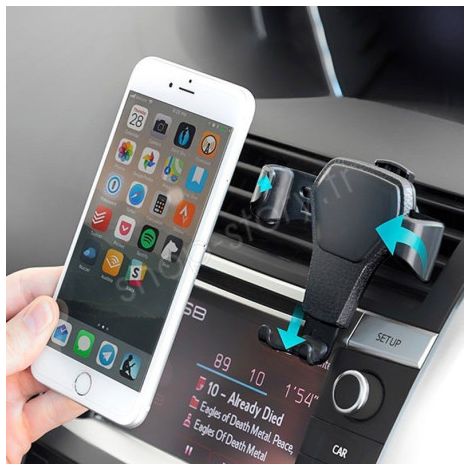 Support de téléphone gravitationnel pour voiture – Pince à ressorts pour grilles d'aération – Compatible smartphones 6,5 à 8,5 cm – ABS et PC – Shop-Story (1/5)