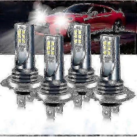 Kit de 4 ampoules LED H7 pour phares - Feux de croisement/route ultra-lumineux, lumière blanche. (1/4)