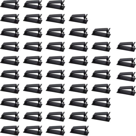 Pack of 50 adhesive cable clips, cable organizer and cable management system for TV, laptop, office, acrylic adhesive backing (1/4)