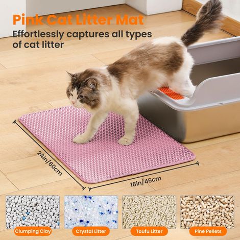 Tapis de Litière pour Chat Double Couche en Nid d'Abeille Tapis Trappeur de Litière Imperméable et Antidérapant pour Maison de Toilette Chat Chatons