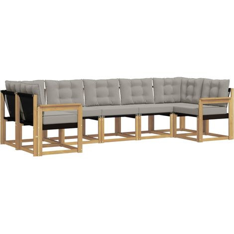 Set di divani da esterno 7 pcs Bianco e Grigio Chiaro vidaXL