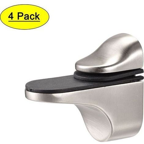 4Pcs Pince à Verre Support de Tablette en Verre Réglables Pince à Verre en Alliage de Zinc Supports d'Étagère en Verre Fixation Murale pour Verre d'Épaisseur 3-21 mm Planche Bois(brossée) (1/4)