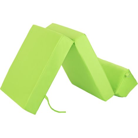 Ready Steady Bed - Materasso pieghevole, Futon resistente all'acqua per campeggio, materasso pieghevole con poggiatesta, materasso da viaggio convertibile, 168x60x13 cm materasso per ospiti - Lime (1/5)