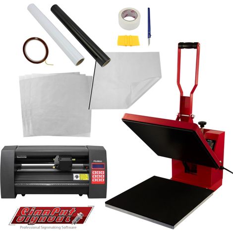 Transferpresse Hitzepresse 38cm Sublimation & Vinyl Schneideplotter 360mm im Set