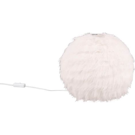 Lampe de table boule peluche blanche 30cm E14 Furry RL (1/3)