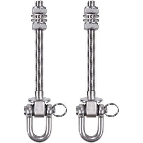 CSPARKV 2 PCS Cintre Robuste en Acier Inoxydable - Capacité de 300kg - 21 cm x M10 - Crochets pour balançoire en Bois et en Acier - pour hamac de Yoga, hamac, Sac de Frappe, véranda (1/4)