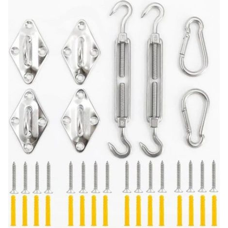 Kit De Fixation Voile D Ombrage - Acier Inoxydable 304 Marine - Pour Voile Triangulaire Extérieure - 1 Lot (1/4)