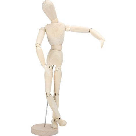 Mannequin en bois articulé pour artistes, modèle de dessin et peinture, poupée solide en bois massif aux articulations flexibles (1/5)