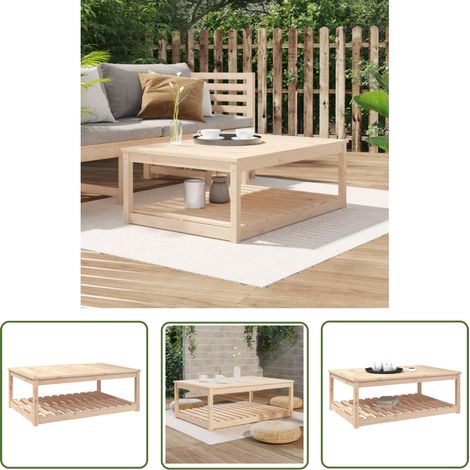 The Living Store Table de jardin 121x82,5x45 cm bois massif de pin - Table De Jardin - Table Extérieure - Mobilier De Jardin - Table En Bois - Table Ronde (1/5)