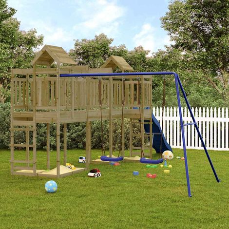 Aire de Jeux d'extérieur Maisonnette de jeu Maison enfant exterieur bois de pin imprégné 75519 (1/5)