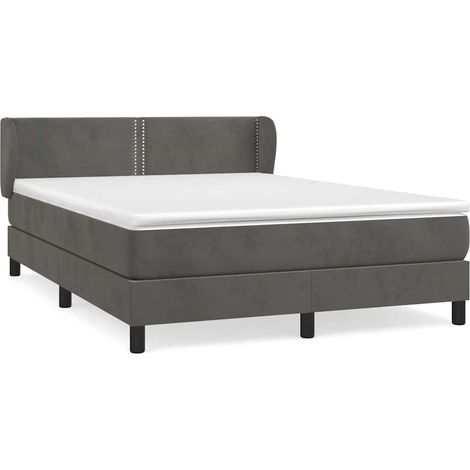 Maison Exclusive - Giroletto a Molle con Materasso Grigio Scuro 140x190 cm Velluto (1/5)