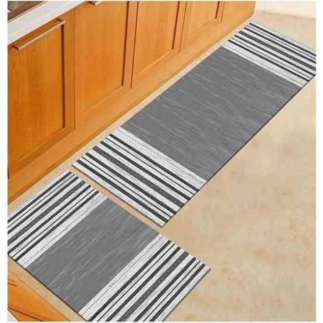 2pcs Tapis de Cuisine Antidérapant Lavable en Machine Tapis de Bain Paillasson Tapis de Sol Cuisine (40x120+40x60cm) (1/2)