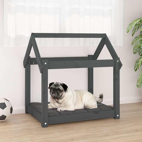 Lit pour chien Gris 71x55x70 cm Bois de pin solide (1/5)
