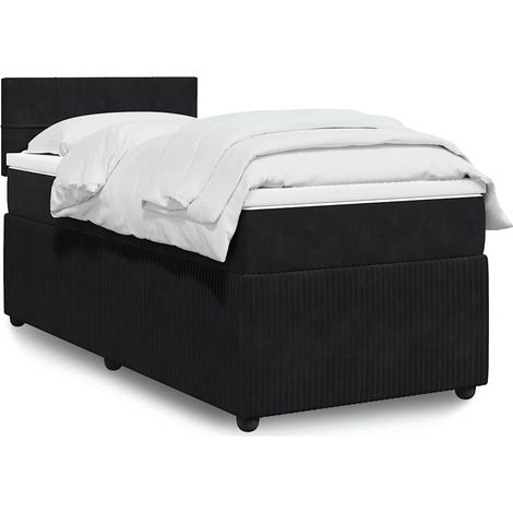 Boxspringbett mit Matratze Schwarz 80x200 cm Samt