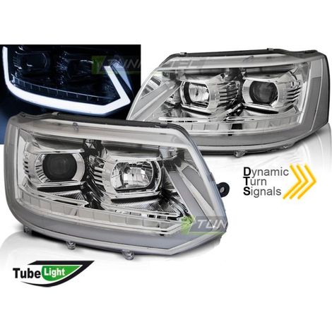 Paire de feux phares VW T5 10-15 LED LTI DRL Chrome-31778905 (1/4)