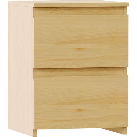 Denver 2 Drawer Bedside Table Cabinet Chest Nightstand Bedroom Furniture, Pine